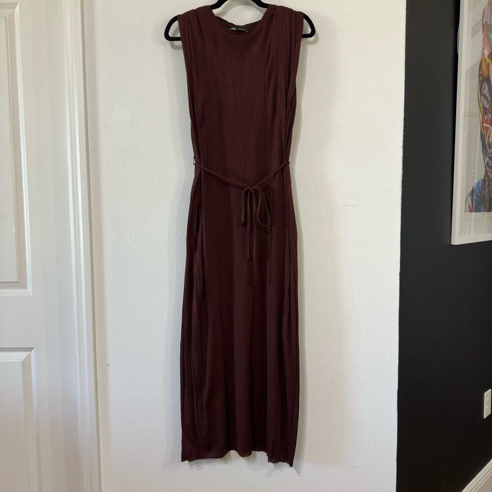 Zara Burgundy Sleeveless Midi Dress